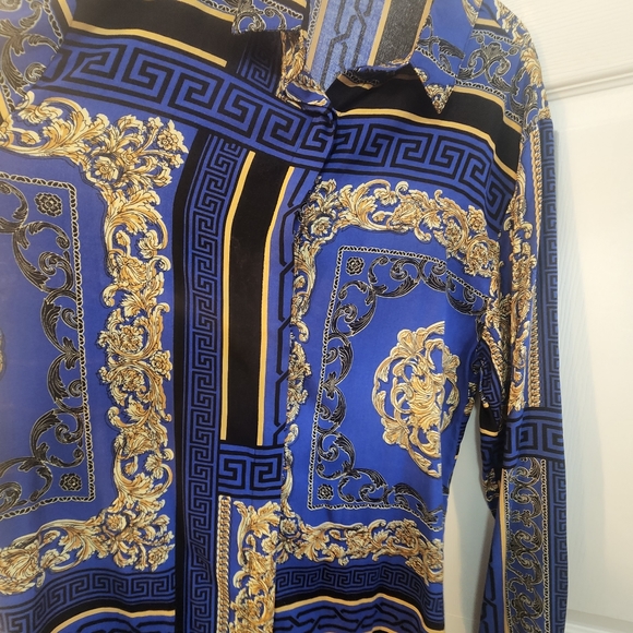 Dress shirt ..knee length blue ,black and gold - Picture 4 of 5